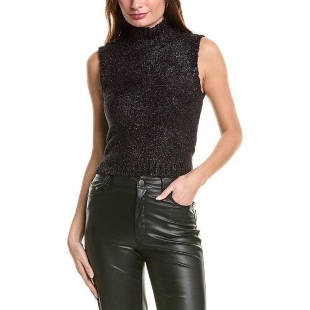 REISS Georgia Tinsel Knitted Sleeveless Vest Black Size M